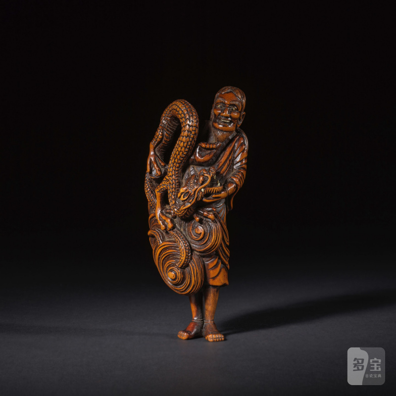 木彫根付 馬師皇 無銘 19世紀前期 | GRAND NETSUKE EN BOIS REPRÉSENTANT BASHIKO